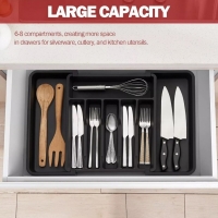 Organizator sertar pentru tacamuri, extensibil, 38 x 33/57 cm, negru, Vivo WK005
